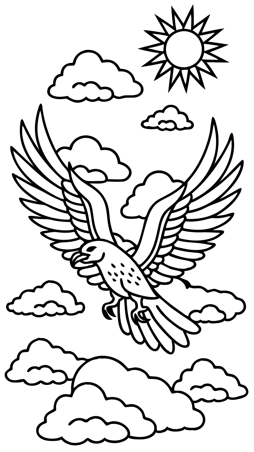 coloriage d’aigle volant